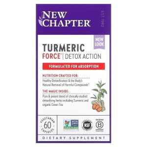 Очищение организма, Turmeric Force Detox Action, New Chapter, 60 капсул