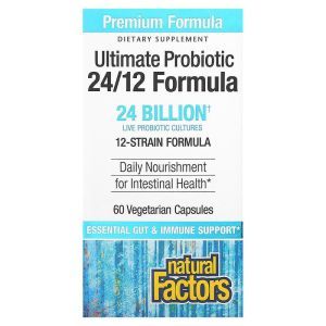Пробиотики, формула 24/12, Ultimate Probiotic, 24/12 Formula, Natural Factors, 24 млрд. КОЕ, 60 капсул