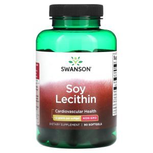 Лецитин из сои, Soy Lecithin, Swanson, 1,2 г, 90 гелевых капсул
