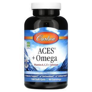 Антиоксиданты + Омега, ACES + Омега, Carlson, 180 гелевых капсул 
