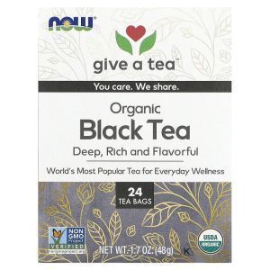 Чай черный органик, Black Tea, Now Foods, 24 пакетов по 48 г 