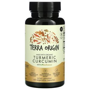 Куркумин, Turmeric Curcumin, Terra Origin, с биоперином, 60 растительных капсул