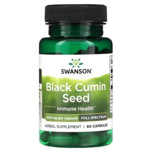 Черный тмин, Black Cumin Seed, Swanson, смена, полный спектр, 400 мг, 60 капсул