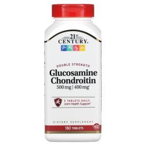 Глюкозамин и хондроитин, Glucosamine Chondroitin, 21st Century, двойная сила, 180 таблеток