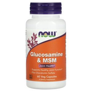 Глюкозамин и МСМ, Glucosamine & MSM, Now Foods, 60 растительных капсул
