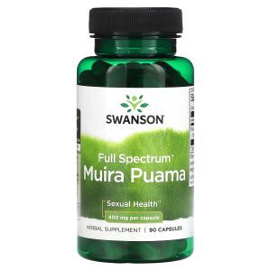 Муира Пуама, Muira Puama, Swanson, полный спектр, 400 мг, 90 капсул