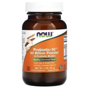 Пробиотики-10, Probiotic-10, NOW Foods, порошок, 50 млрд, 57 г