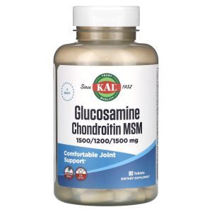 Глюкозамин хондроитин МСМ, Glucosamine Chondroitin MSM, KAL, 90 таблеток
