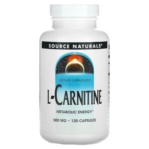 L-карнитин, L-Carnitine, Source Naturals, 500 мг, 120 капсул
