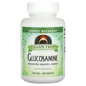 Глюкозамин для веганов, Glucosamine, Vegan True, Source Naturals, 750 мг, 60 таблеток
