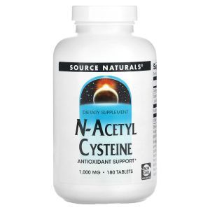 Ацетилцистеин, N-Acetyl Cysteine, Source Naturals, 1000 мг, 180 таблеток
