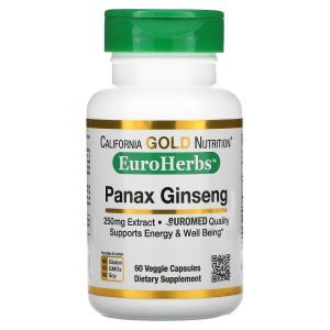 Женьшень, ЕuroHerbs, Panax Ginseng, California Gold Nutrition, 320 мг, 60 капс