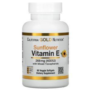 Витамин Е, Vitamin E Sunflower, California Gold Nutrition, 400 МЕ, 90 капсул