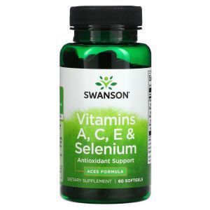 Витамины А, С, Е и селен, Vitamin A, C, E & Selenium, Swanson, 60 гелевых капсул
