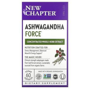 Ашваганда, Ashwagandha Force, New Chapter, 60 веганских капсул