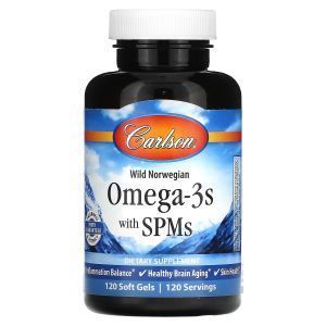 Омега-3, Omega-3s with SPMs, Carlson, 120 гелевых капсул 

