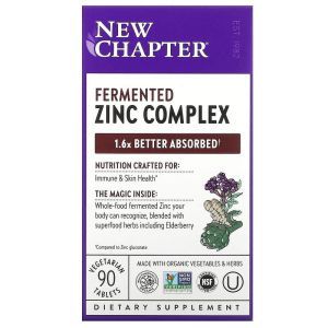 Цинк ферментированный, Fermented Zinc Complex, New Chapter, комплекс, 90 вегетарианских таблеток
