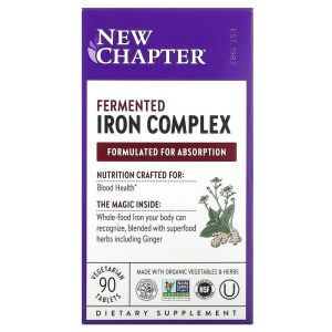Железо ферментированное, Fermented Iron Complex, New Chapter, комплекс, 90 вегетарианских таблеток