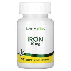 Железо, Iron, NaturesPlus, 40 мг, 90 таблеток
