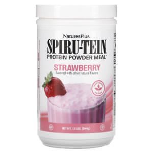 Протеин растительный, Spiru-Tein Protein Powder Meal, NaturesPlus, порошок, вкус клубники, 544 г
