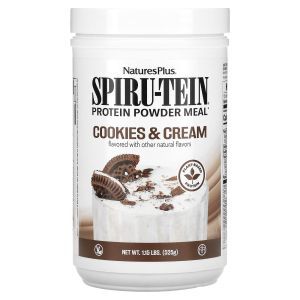Протеин растительный, Spiru-Tein Protein Powder Meal, NaturesPlus, порошок, вкус печенья и сливок, 525 г
