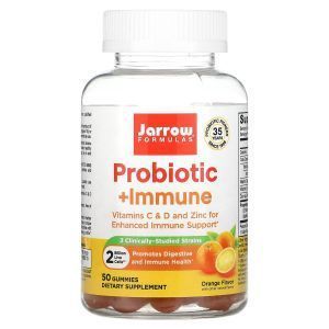 Пробиотик + поддержка иммунитета, Probiotic + Immune, Jarrow Formulas, вкус апельсина, 2 млрд, 50 жевательных конфет
