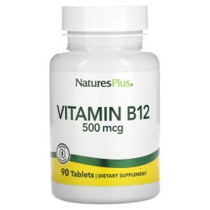 Витамин В-12, Vitamin B-12, Nature's Plus, 500 мкг, 90 таблеток