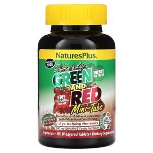 Суперфуд, Green and Red Mini-Tabs, Nature's Plus, Source of Life, 180 таблеток
