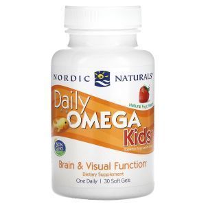 Рыбий жир для детей (ягоды), Daily Omega Kids, Nordic Naturals, 1 в день, фруктовый вкус, 500 мг, 30  капсул