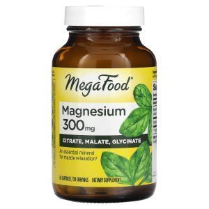 Магний, Magnesium, MegaFood, 300 мг, 60 капсул