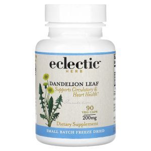 Одуванчик, Dandelion Leaf, Eclectic Institute, 200 мг, 90 растительных капсул