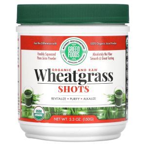 Пророщенная пшеница, Wheatgrass Shots, Green Foods Corporation, шоты, 150 грамм