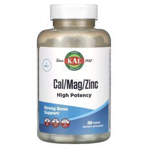 Кальций/магний/цинк, Cal/Mag/Zinc, KAL, 250 таблеток
