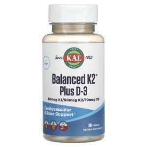 Витамин К2 + Д3, Balanced K2 Plus D3, KAL, 60 таблеток