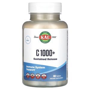Витамин C +, C 1000+, KAL, 1000 мг, 100 таблеток пролонгированного высвобождения