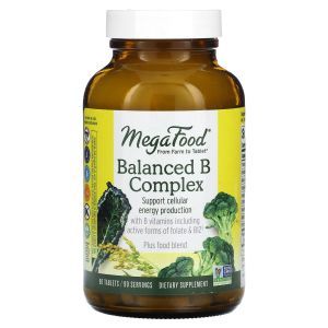 Витамин В (комплекс), Balanced B Complex, MegaFood, сбалансированный, 90 таблеток