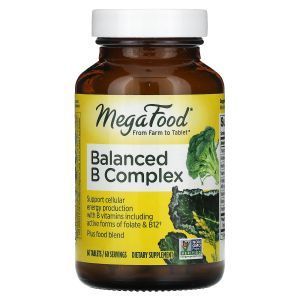 Витамин В (комплекс), Balanced B Complex, MegaFood, сбалансированный, 60 таблеток