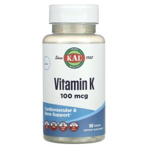 Витамин К, Vitamin K, KAL, 100 мкг, 100 таблеток
