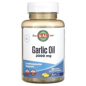 Чесночное масло, Garlic Oil, KAL, 2000 мг, 100 гелевых капсул
