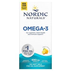 Очищенный рыбий жир, Omega-3, Nordic Naturals, лимон, 690 мг, 120 капсул