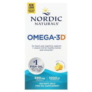 Рыбий жир омега-Д3 (лимон), Omega-3D, Nordic Naturals, 1000 мг, 120 капсул