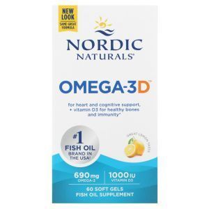 Рыбий жир омега-3Д (лимон), Omega-3D, Nordic Naturals, 1000 мг, 60 капсул