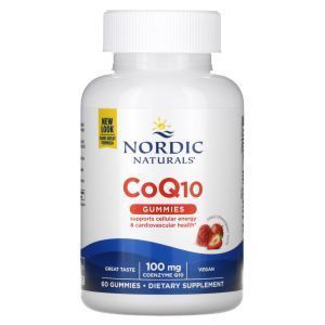 Коэнзим Q10,  CoQ10, Nordic Naturals, 100 мг, вкус клубники, 60 жевательных конфет

