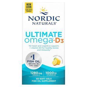 Рыбий жир омега Д3 (лимон), Ultimate Omega-D3, Nordic Naturals, лимон, 1000 мг, 60 капсул (Default)