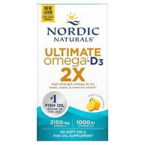 Рыбий жир, Ultimate Omega 2X, Nordic Naturals, лимон, 2150 мг, 60 гелевых капсул