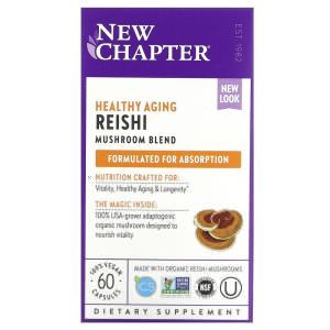 Грибы рейши, Reishi, New Chapter, органик, 60 капсул