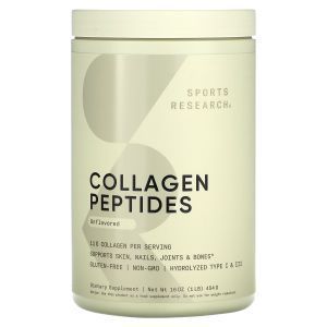 Коллагеновые пептиды, Collagen Peptides, Sports Research, без ароматизаторов, 454 г 