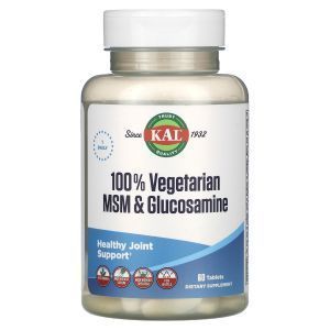 МСМ и глюкозамин, 100% Vegetarian MSM & Glucosamine, KAL, 100% вегетарианский, 60 таблеток
