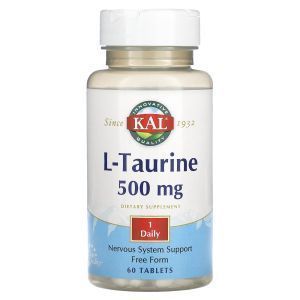 L-таурин, L-Taurine, KAL, 500 мг, 60 таблеток