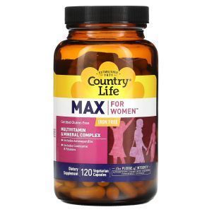 Мультивитамины для женщин, Multivitamin & Mineral, Country Life, без железа, 120 капсул